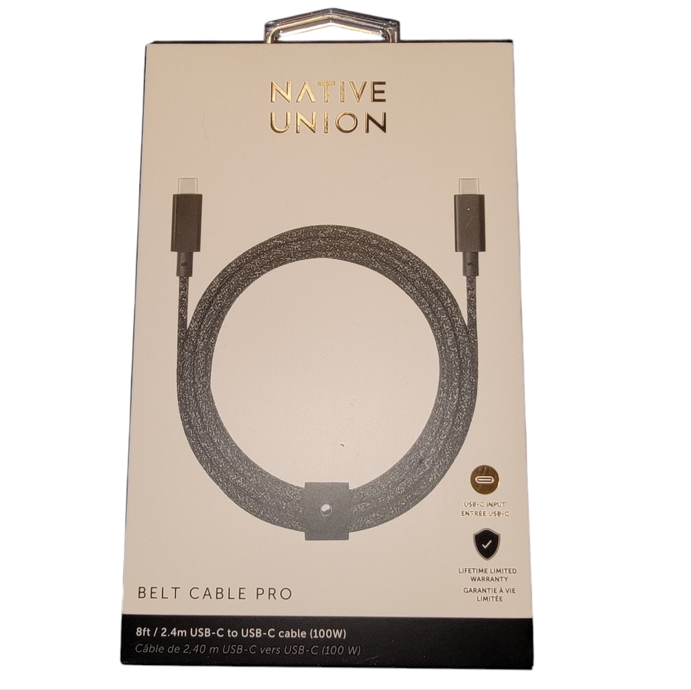 NIB Native Union Paris Belt Cable Pro 100W (USB-C to USB-C) 8 ft